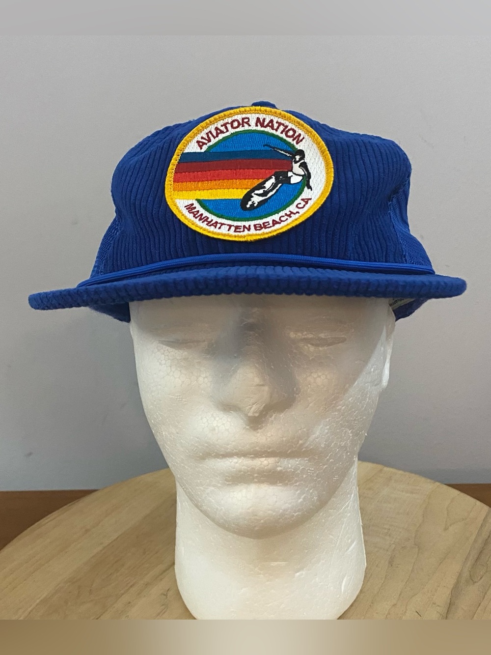 Aviator Nation Signature Manhattan Beach CA Blue Corduroy Trucker Hat Adjustable